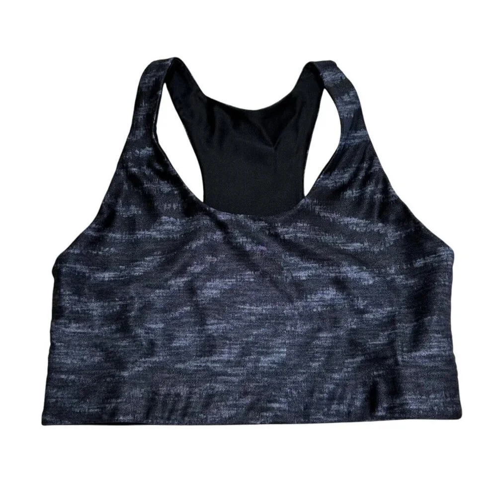TEREZ Womens Size M Show Your‎ Stripes Black Grey Sports Bra NWT